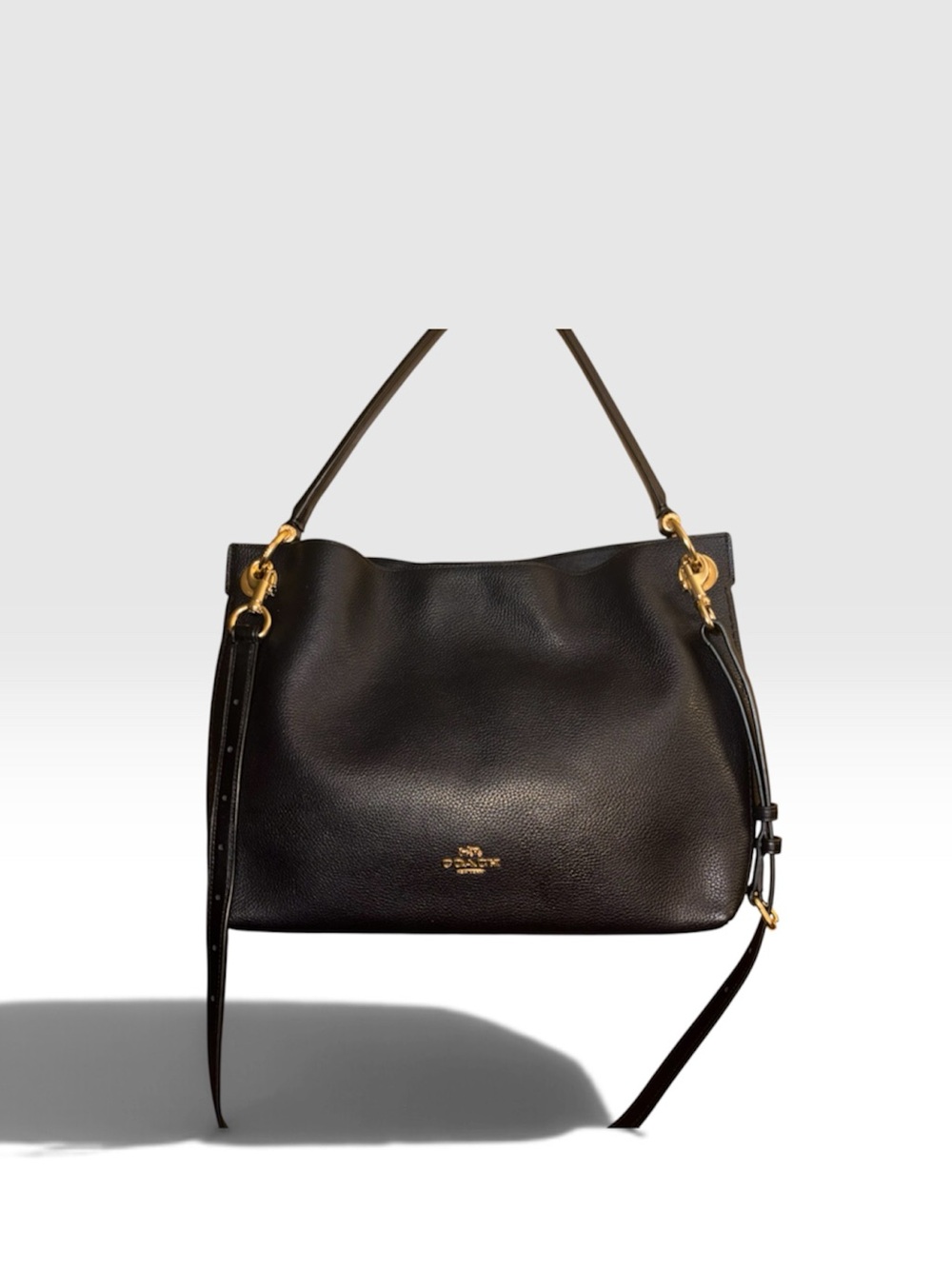 Coach Clarkson #24947 Black Leather Shoulder Bag with Gold Hardware